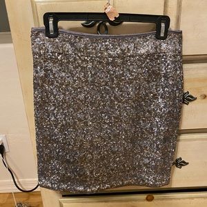 RARE NWT Cache Silver Sequin Skirt Sz 4